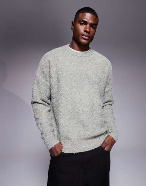 ASOS DESIGN – Oversize-Strickpullover aus Bouclé in Salbeigrün mit Rundhalsausschnitt - view 1