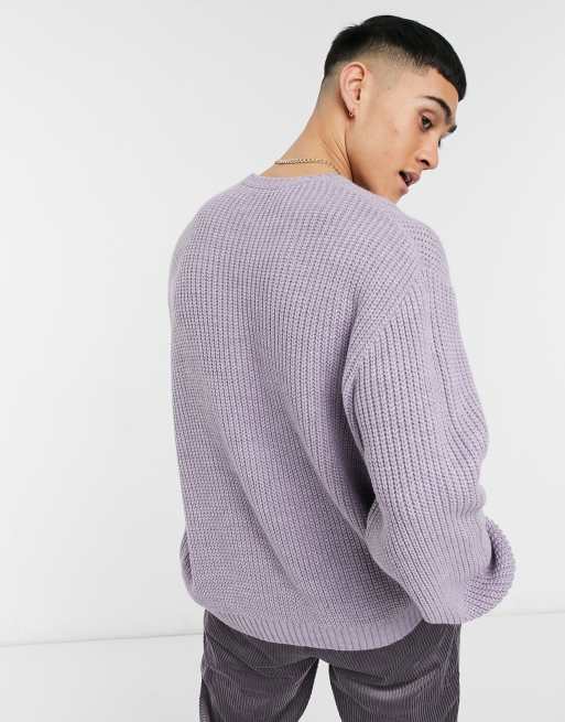 ASOS DESIGN – Oversize-Strickpullover im Halbpatentmuster in Flieder, 2 von 4