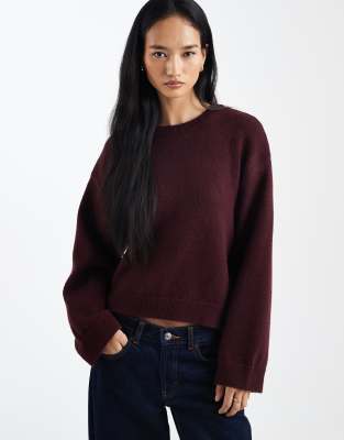 ASOS DESIGN - Oversize-Strickpullover in Burgunderrot mit weiten Ärmeln