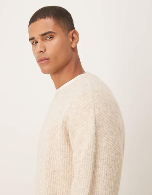 ASOS DESIGN – Oversize-Strickpullover in Creme mit Wolle und Rundhalsausschnitt, 4 von 5