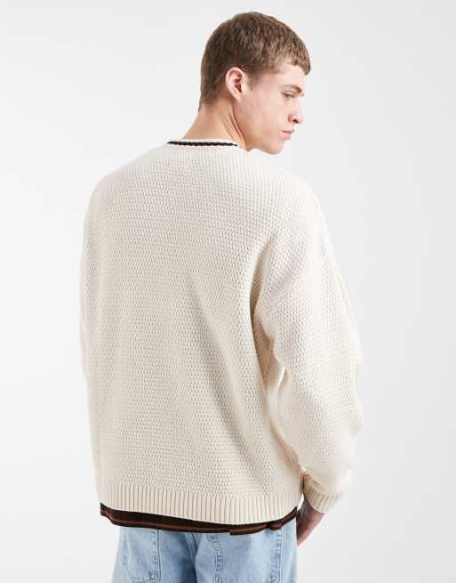 ASOS DESIGN – Oversize-Strickpullover in Ecru mit „Club des Amis“-Grafik, 5 von 5