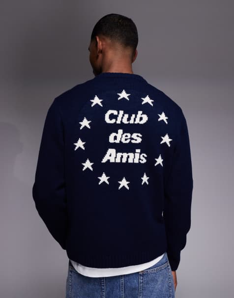 ASOS DESIGN – Oversize-Strickpullover in Marineblau mit Stickerei - view 1