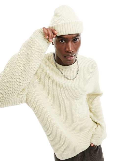 ASOS DESIGN – Oversize-Strickpullover in Stein mit Patentmuster