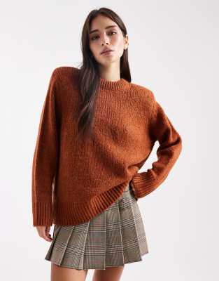 ASOS DESIGN - Oversize-Strickpullover in Toffee mit Schulterpolstern-Rotbraun