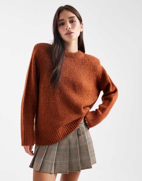 ASOS DESIGN – Oversize-Strickpullover in Toffee mit Schulterpolstern - view 1