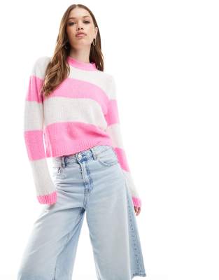 ASOS DESIGN - Oversize-Strickpullover mit breitem Streifenmuster-Bunt