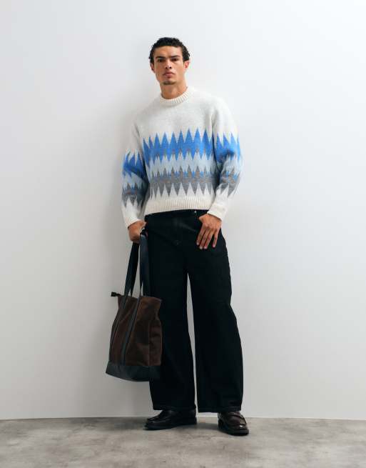 ASOS DESIGN Oversize-Strickpullover mit Chevron-Muster in Multicolor, 1 von 5