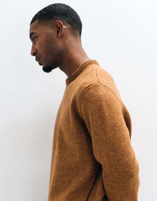 ASOS DESIGN Oversize-Strickpullover mit Rundhalsausschnitt in Hellbraun mit sichtbaren Nähten, 5 von 5