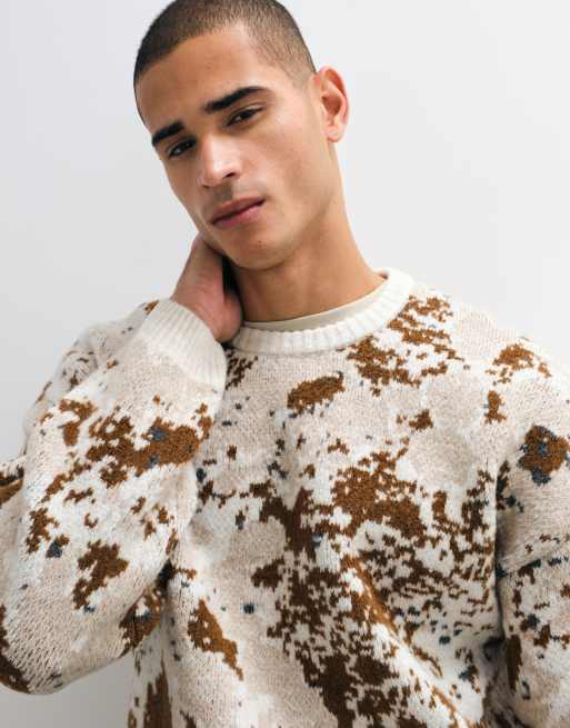 ASOS DESIGN Oversize-Strickpullover mit Rundhalsausschnitt und Multicolor-Print, 4 von 5