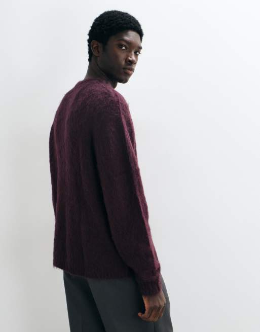 ASOS DESIGN oversize striktrøje i mohair i burgunder, 5 af 5