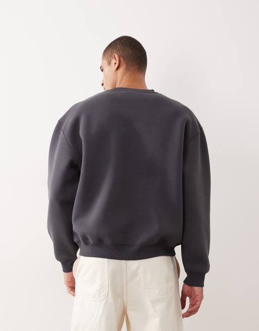 ASOS DESIGN – Oversize-Sweatshirt aus neoprenartigem Material in Schwarz mit Schaumdruck, 3 von 5