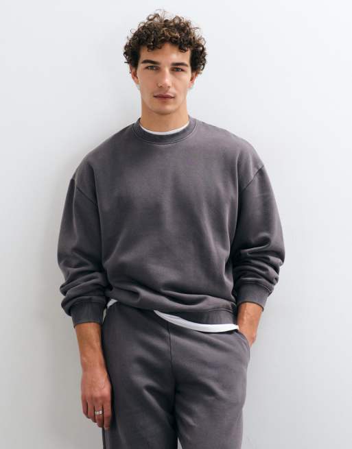 ASOS DESIGN – Set aus Oversize-Sweatshirt in Acid-Waschung und Jogginghose mit Bündchen in Anthrazit, 3 von 3
