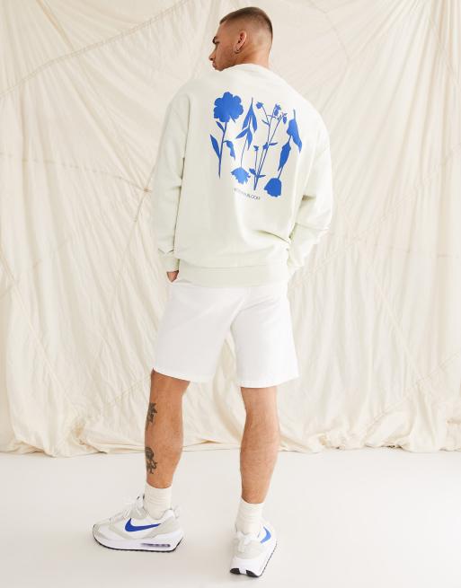 ASOS DESIGN – Oversize-Sweatshirt in Beige mit Blumenmotiv am Rücken, 2 von 4