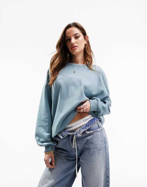ASOS DESIGN – Oversize-Sweatshirt in Blaugrün