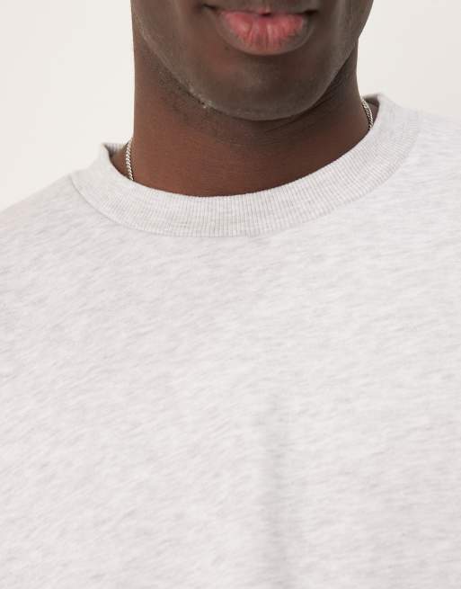 ASOS DESIGN – Oversize-Sweatshirt in Grau meliert mit überschnittenen Schultern und Ärmeln im Hemdenstil, 3 von 4