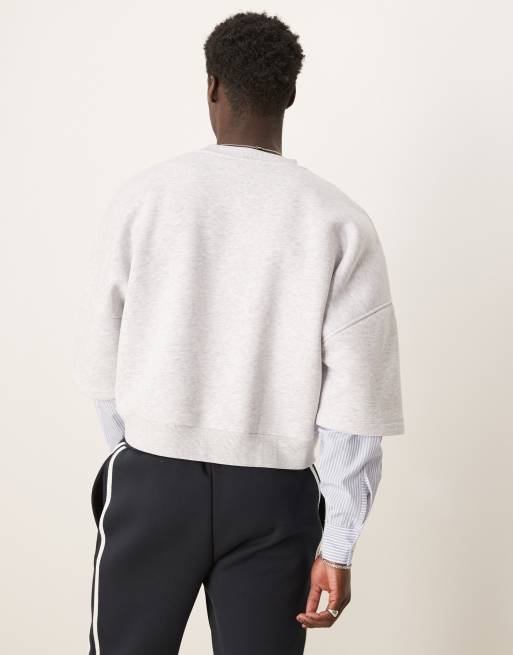 ASOS DESIGN – Oversize-Sweatshirt in Grau meliert mit überschnittenen Schultern und Ärmeln im Hemdenstil, 4 von 4