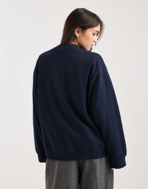 ASOS DESIGN – Oversize-Sweatshirt in Marineblau mit „Lisbon“-Sportgrafik, 3 von 4