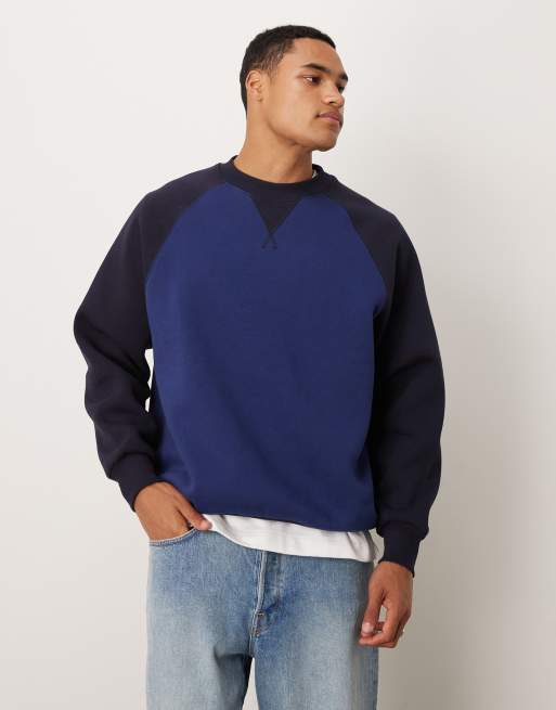 ASOS DESIGN – Oversize-Sweatshirt in Marineblau mit Raglanärmeln, Kombiteil