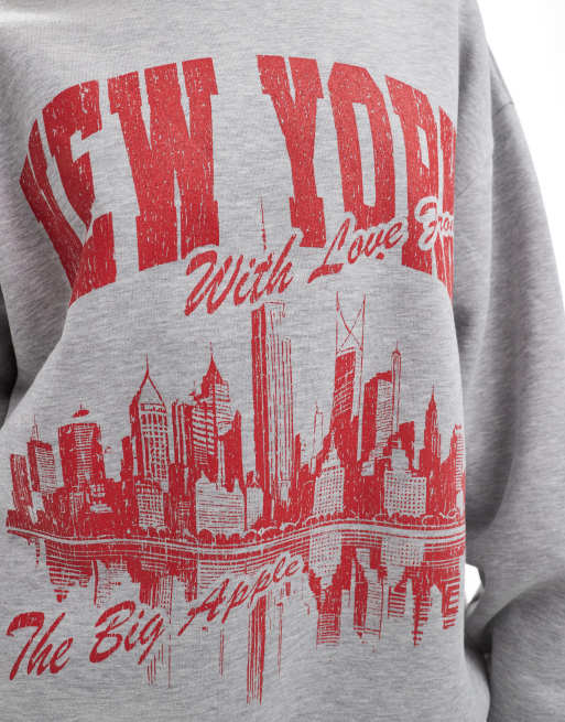 ASOS DESIGN – Oversize-Sweatshirt in meliertem Eisgrau mit „New York“-Grafikprint, 4 von 4
