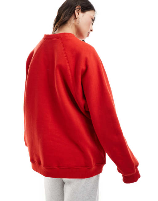 ASOS DESIGN Oversize Sweatshirt in Rot mit Raglanarmeln