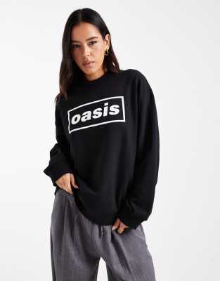 ASOS DESIGN - Oversize-Sweatshirt in Schwarz mit lizenziertem „Oasis"-Logoprint