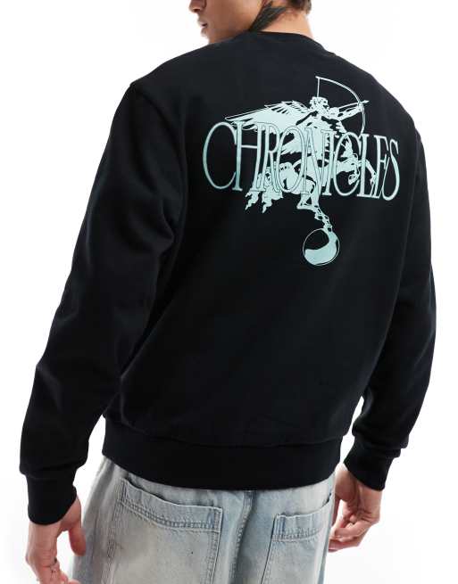 ASOS DESIGN – Oversize-Sweatshirt in Schwarz mit Textprint