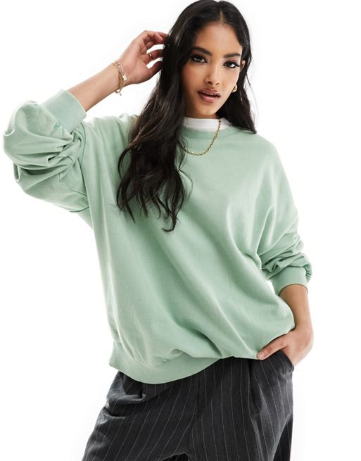  ASOS DESIGN – Oversize-Sweatshirt in verwaschenem Grün