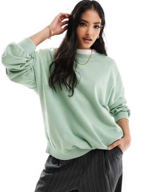  ASOS DESIGN – Oversize-Sweatshirt in verwaschenem Grün