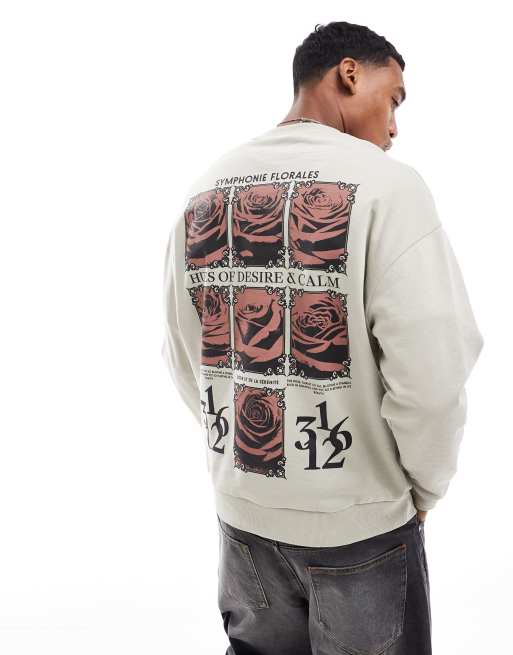 ASOS DESIGN – Oversize-Sweatshirt in Wollweiß mit Rückenprint
