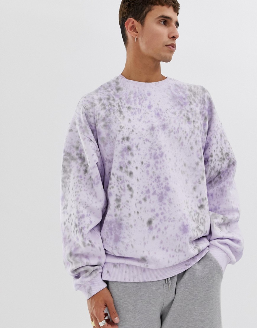 ASOS DESIGN – Oversize-sweatshirt med rain wash-effekt-Lila