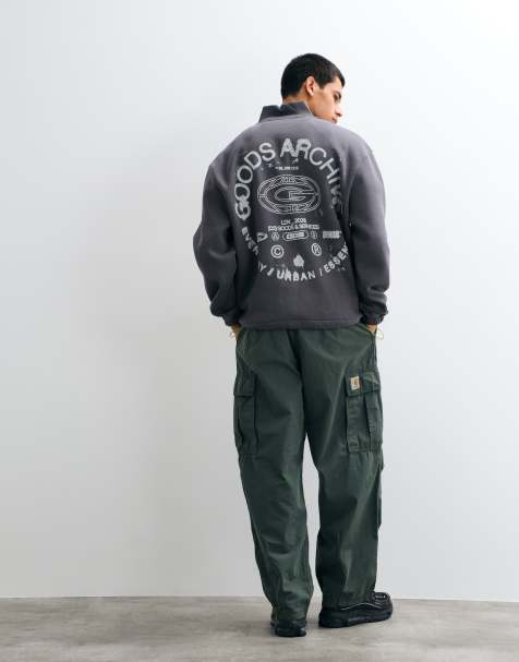 ASOS DESIGN oversize sweatshirt med ståkrage och grafiskt tryck i grått - view 1