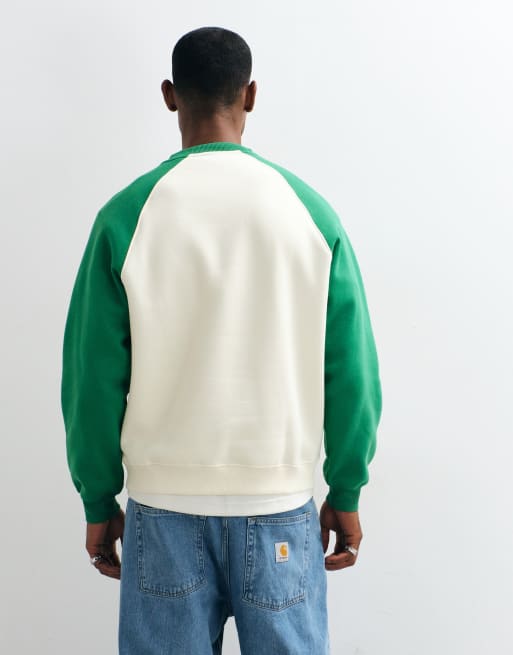 ASOS DESIGN Oversize-Sweatshirt mit kontrastierendem Raglan-Rundhalsausschnitt in Creme aus Polybaumwolle, 4 von 5