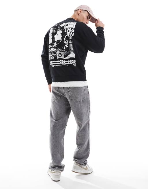 ASOS DESIGN – Oversize-Sweatshirt mit Print in Schwarz