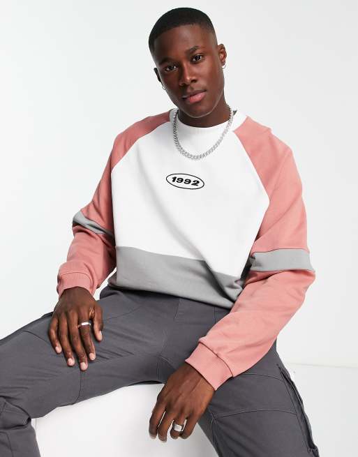 ASOS DESIGN – Oversize-Sweatshirt mit Tectaufdruck und Blockfarbendesign