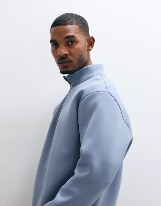 ASOS DESIGN Oversize-Sweatshirt mit Viertelreißverschluss in Blau, 4 von 5