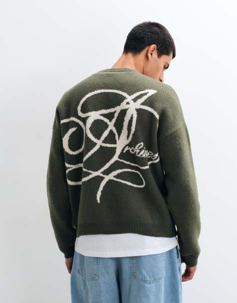 ASOS DESIGN oversize sweter dzianinowy z okrągłym dekoltem i nadrukiem z tyłu - view 1
