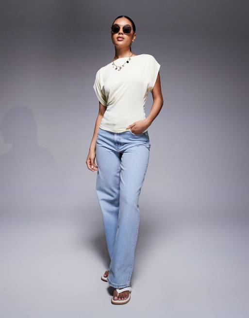 ASOS DESIGN – Oversize-T-Shirt aus Cupro in Zitronengelb mit angesetzten Flügelärmeln, 2 von 4