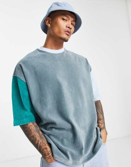 Asos Design Oversize T Shirt Aus Geripptem Velours Mit