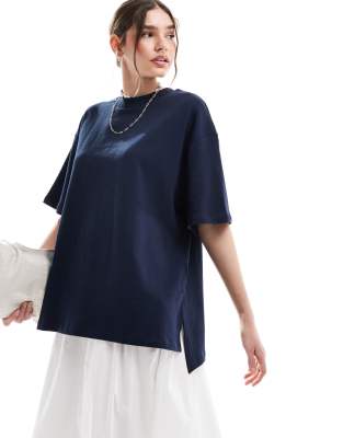 ASOS DESIGN - Oversize-T-Shirt aus Loopback in Marineblau