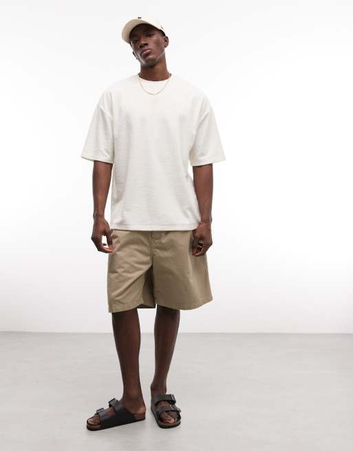 ASOS DESIGN – Oversize-T-Shirt aus schwerem Frottee in Wollweiß, 2 von 5
