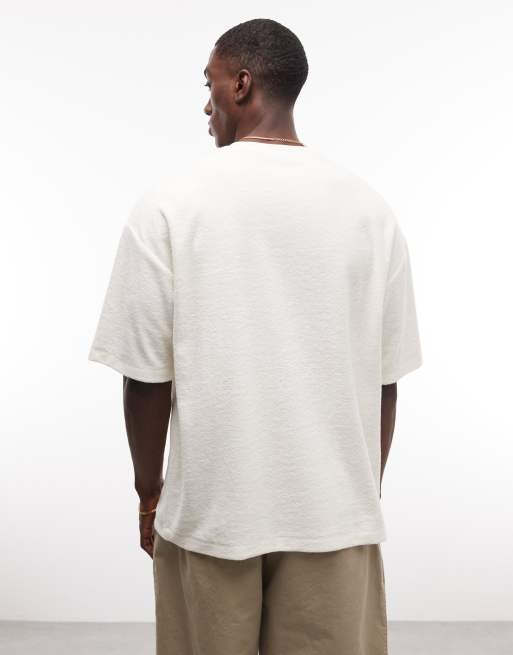 ASOS DESIGN – Oversize-T-Shirt aus schwerem Frottee in Wollweiß, 5 von 5