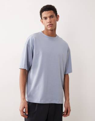 Oversize-T-Shirt aus schwerem Material in Blau Blau L