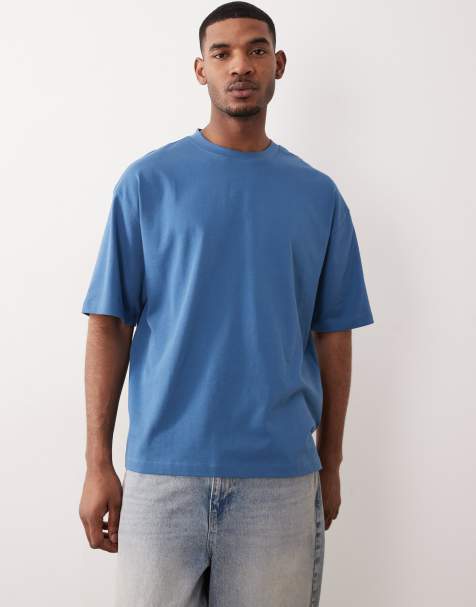 ASOS DESIGN – Oversize-T-Shirt aus schwerem Material in Mittelblau - view 1