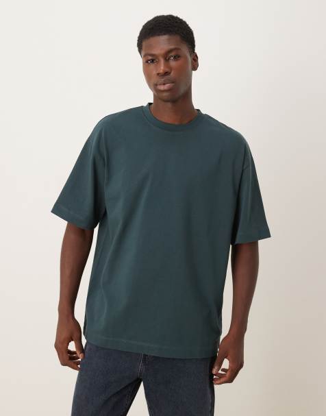 ASOS DESIGN – Oversize-T-Shirt aus schwerem Stoff in Dunkelgrün - view 1