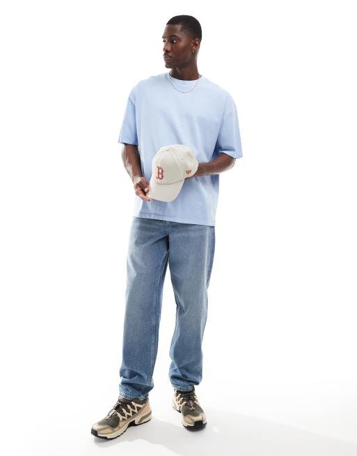 ASOS DESIGN – Oversize-T-Shirt aus schwerem Stoff in Hellblau mit Pigmentfärbung, 2 von 4