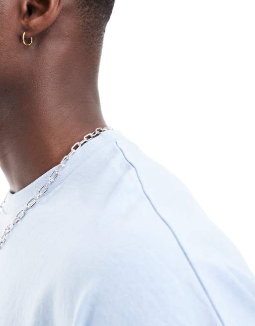 ASOS DESIGN – Oversize-T-Shirt aus schwerem Stoff in Hellblau mit Pigmentfärbung, 3 von 4