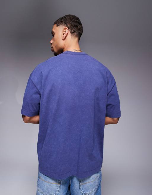 ASOS DESIGN – Oversize-T-Shirt aus schwerem Stoff in verwaschenem Blau  , 4 von 4