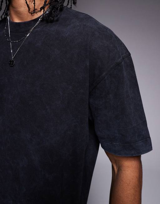 ASOS DESIGN – Oversize-T-Shirt aus schwerem Stoff in verwaschenem Schwarz  , 3 von 4