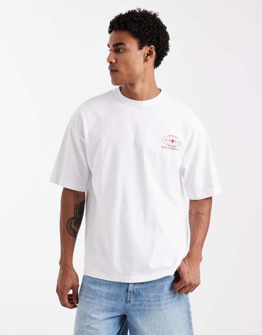ASOS DESIGN – Oversize-T-Shirt aus schwerem Stoff in Weiß mit Rückenprint, 3 von 5