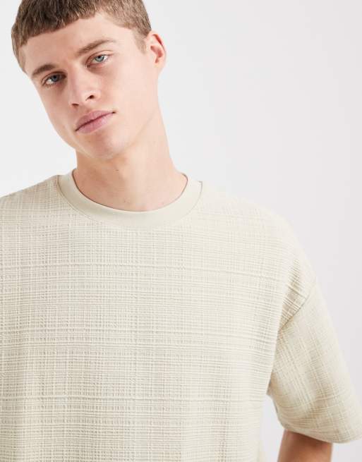 ASOS DESIGN – Oversize-T-Shirt aus schwerem, strukturiertem Stoff in Beige, 4 von 5